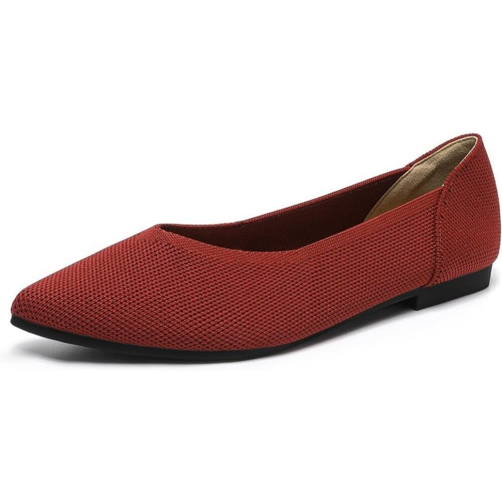 Women's Red Casual Dressy Ballet Pointed Toe Leopard Flats Mesh Office Shoes - Picture 2 of 6